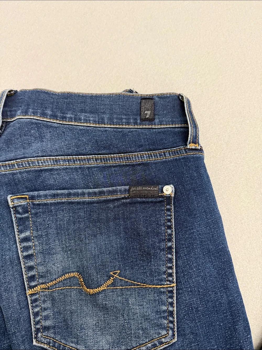 7 For All Mankind Dark Blue Relaxed Straight Leg Jeans 32x32
